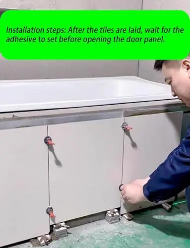 Installation process showing Heavy Duty Hidden Access Panel With Concealed Door Hinge Kit For Tile And Stone in use.
