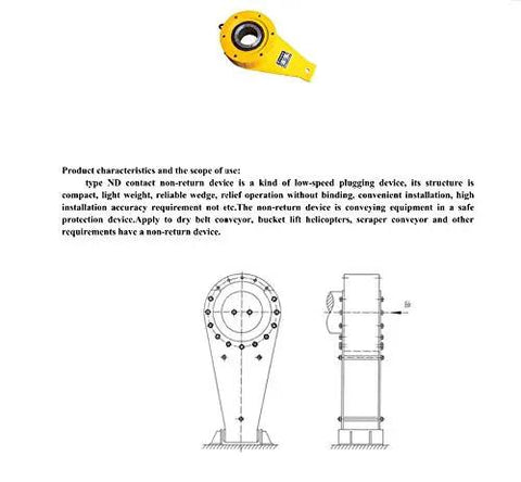 Heavy Duty One Way Overrunning Clutch And Needle Roller Bearing Series Nj Industrial Backstop Assembly with yellow casing and top view.