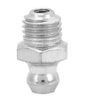 Single plated steel M8 straight grease nipple from 10 Pack Grease Nipple Fittings In Plated Steel, Leak Proof M8 Straight, For Automotive, Motorcycle And Industrial Equipment, Durable Lubrication Connectors That Fit Most Grease Guns, Easy Attach, No Mess, Long Lasting