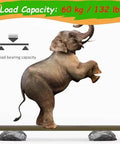 Elephant balancing on a Concealed Bifold Barn Door Hardware Kit demonstrating high load-bearing capacity of 60kg/132lbs.