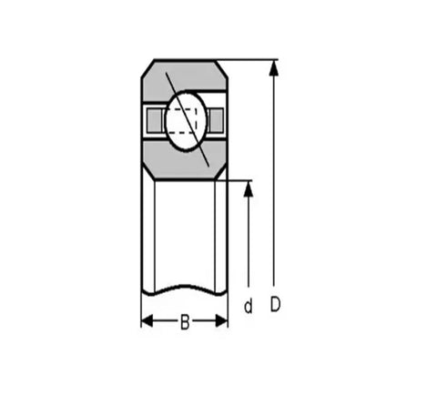Diagram of Premium Thin Section Ball Bearing Featuring A Slim Precision Profile with labeled dimensions B, d, and D.
