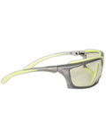 Rock Solid High Visibility Wraparound Safety Glasses With Anti Fog Polycarbonate Lens Built Tough For The Daily Grind Bulk Pack Of One Forty Four Pairs side view with yellow accents.