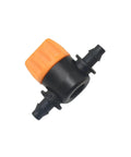 Purple Hose Barb Mini Valve Garden Tap Kit For Drip Irrigation Connectors One Quarter Inch To Six Millimeter Mist Nozzle Fittings Watering System Pack Of 20 To 150 Pieces, black valve with orange cap