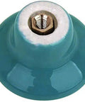 Kick Your Cabinet Game with These Slick Blue Ceramic Knobs, 32mm Round Drawer Pulls, 10 Pack Smooth Finish Handles, top view of blue ceramic drawer pull with threaded base.