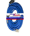 Beast Mode 50 Ft 14 Awg Blue Extension Cord With Illuminated Locking Receptacle Frigid Flex Tech keeps it plush in bone chilling cold
