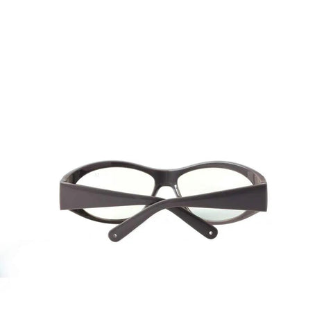 Real Deal 2940nm Laser Safety Glasses With Crisp Clear Square Frames, Snug Lightweight Unisex Build, OD 6 Plus Optics front view.