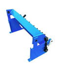 24 Inch Pan And Box Brake For Metalworking Bends Up To 20 Gauge Mild Steel 1 Millimeter With Removable Fingers in blue, side angle