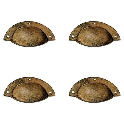 Badass Antique Iron Drawer Pull Featuring Slick Rust Living Finish Heavy Duty Zinc Construction Black Powder Coated Surface set of four