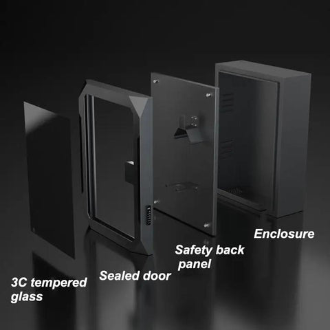 Detailed view of Badass EV Charger Pedestal With Heavy Duty Freestanding Station Enclosure and Cable Organizer components.