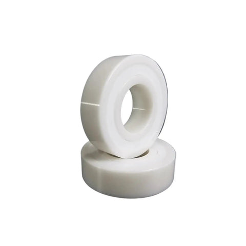 Full Zirconia Ceramic Deep Groove Bearings 6X15X5Mm ZrO2 Double Seal Rotary Hardware, white ceramic bearing components stacked.