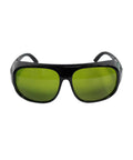 Pro Grade Laser Safety Glasses For Hair Removal To Shield Your Peepers From 755 808 And 1064 Nm Waves With Darn Good Eye Protection That Hits The Spot During Any Salon Session, black frame with green tint lenses.