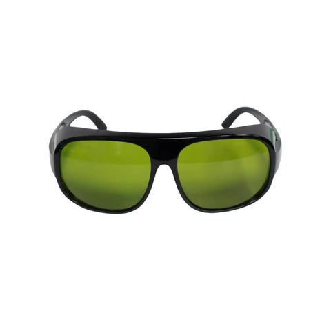 Pro Grade Laser Safety Glasses For Hair Removal To Shield Your Peepers From 755 808 And 1064 Nm Waves With Darn Good Eye Protection That Hits The Spot During Any Salon Session, black frame with green tint lenses.