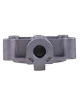 Engine remote mount coolant filter head for Cummins, direct view showcasing fitting and durable construction.