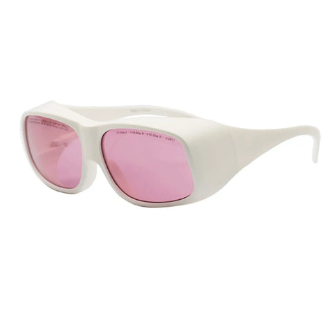 Legit 2 Pack Laser Safety Glasses Providing Hardcore 808Nm Infrared Protection For Tattoo Removal And Brow Cleanup With wide TR90 arms and pink lenses.