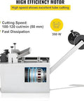Top Tier 250W Automatic Heat Shrink Tube Cutter High Precision Electric Pipe Cutting Machine showing motor and cutting mechanism.