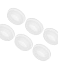 Set of six Rock Solid Clear Premium Silicone Snap In Locking Hole Plugs for Cabinet Panel Bulkhead and Furniture Hardware