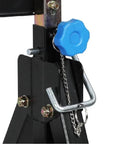 Close-up of adjustable knob and lock on Adjustable Welding Table With Wheels Portable Steel Workbench 30 Inch By 20 Inch Tilting Top Foldable For Easy Storage Built Tough Rust Resistant Zinc Plated Surface With Clamp Slots Sturdy Mobile Welding Desk For Home Or Shop.