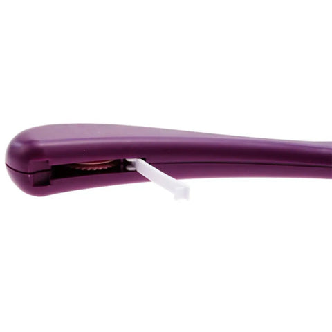 DIY Needle Threading Tool With Purple Scratch Wheel And Yarn Guide For Neat Stitches Even Pinhole Patchwork Hand Weaving And Embroidery Projects For Easy Setup Durable Plastic Body And Precise Circle Pinhole Shapes, purple plastic tool