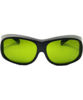 Top Tier Infrared Laser Safety Glasses Loaded With Multi Band Optical Density Shields And Slick Clear Lenses Crafted Hella Tough For Nd Yag Diode And Garage Laser Builds - front view with green lenses