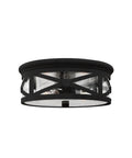 Lakeview Two Light Outdoor Ceiling Flush Mount Black Finish Dope Modern Transitional Exterior Fixture For Patio Porch Or Entryway