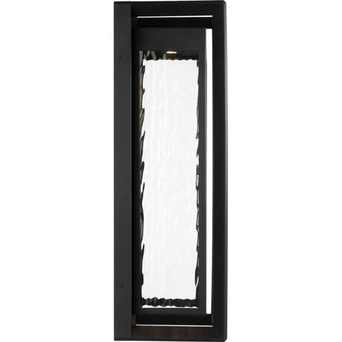 Next Level Urbandale Extra Large Outdoor Wall Lantern With Integrated LED And 2700K Warm Glow Built From Dang Tough Stonestrong For Wet Locations Featuring Crisp Clear Water Glass And Textured Black Coastal Finish For Your Yard - Front view showing textured black frame and clear water glass.