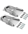 Caster Positioning Chocks 28-200 For Kitchen Equipment, Pack Of 2, shown with installation hardware on a white background