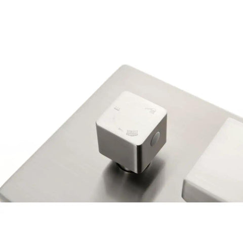 Super Sturdy 3-Way Shower Diverter Valve Plus Solid Brass Rough-In Mixer Valve Kit featuring a brushed nickel diverter knob.
