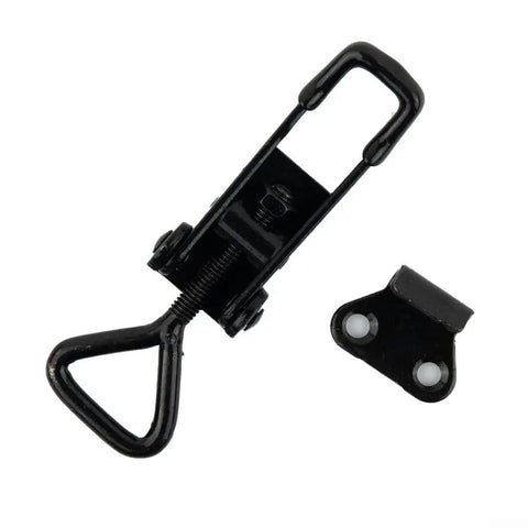 Heavy Duty Adjustable Toggle Latch Clamp With 220lbs Holding Power For Tool Boxes Cabinets And Quick Release Storage Cases Made From Black Steel, black steel latch clamp with strike plate