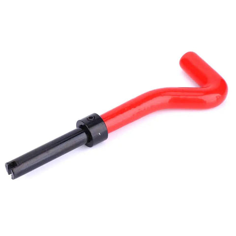 Red wrench handle from 17 Piece M12x1.5 Thread Repair Kit with Spiral Drill, Screw Tap, Wrench, Break Pin Tool and Hex Keys set