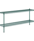 Badass Two Shelf Heavy Duty Wire Shelving Unit, 14x60x27 Green Epoxy NSF Rack For Kitchen Garage, adjustable storage with open mesh design.