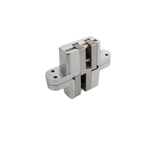 Badass Stainless Steel Hidden Door Hinges With Invisible Concealed Pivot For Cabinet Furniture Hardware Hella Rustproof And Keeping Your Doors Swinging Nice And Tight All Day Long 34X140MM, close-up view.