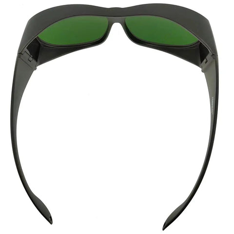 Wrap Around Welding Glasses Featuring Grippy Strap And Scratch Resistant Lenses For Laser Hair Removal Safety Plus UV Blocking Eye Shield seen from the back.