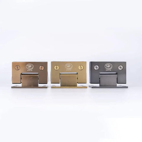 Hella Sturdy 90 Degree Wall To Glass Cabinet Hinges Replacement For Showers Closets Built Tough 304 Stainless Steel Rose Gold Bracket Kit 2 Pack in various finishes.