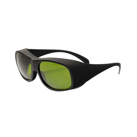Heavy Duty Infrared Laser Safety Glasses With Rock Solid OD 8 Plus Defense Covering The 900 To 1100nm Range Featuring Clear Anti Glare Lenses and bulletproof build in black color.