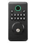 Matte Black Keyless Entry Door Lock With Auto Lock Keypad and Smooth Grip Design For Zero Fumbling Access and A Sleek Look That Puts You In Control So You Can Lock It Up Real Tight Every Single Time, front view.