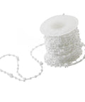 Sturdy White Plastic Beaded Pull Chain 10 Meter Replacement Cord With Bottom Weight Link Clip Connector for Vertical Blinds.