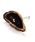 Top Shelf Agate Stone Cabinet Knobs With Brushed Gold Edge Natural Veined Drawer Pulls Quick Screw In Install For Dressers Wardrobes And Vanity Hardware Hella Sleek Vibe, black agate with gold edge.