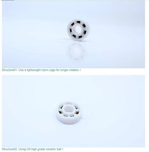 Heavy Duty ZrO2 Full Ceramic Ball Bearings 9X20X6MM view showing double sealed nylon cage for longer rotation.