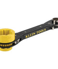Six In One Lineman's Ratcheting Wrench With Bolt Through Design And Bright Yellow Socket For Utility Pole Hardware usage