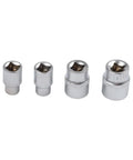 Helluva Tough 34 Piece Socket Set With E Type Sockets And Torx Bits forged chrome vanadium steel sockets in four sizes.