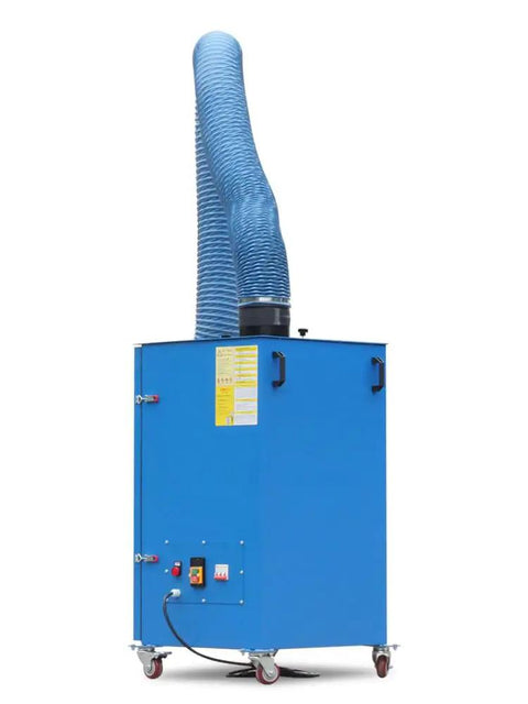 Blue Mobile Welding Fume Extractor And Industrial Dust Collector With 3 Stage Filtration Pre Filter HEPA And Activated Carbon