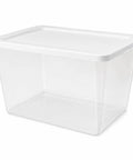 Super Spacious 58 Quart Clear Storage Bins With Easy Snap Lids Heavy Duty Stackable Plastic Organizer Boxes For Closet And Pantry Total Game Changer Vibe, clear plastic bin with lid.