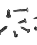 Must Have Versatile M2 And M2.6 Black Phillips Pan Head Self Tapping Screws Set Kit, 400 Pieces, assorted sizes and scattered on white background.