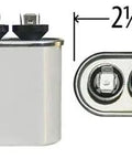 Rugged 4 Mfd Run Capacitor 370 Volt AC Replacement C304L 27L571 Compatible ClimaTek Genteq with dimensions 2⅛" x 2⅛" x 1¼".