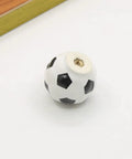 Solid Ceramic Soccer Knobs Four Pack Football Drawer Handles For Kids Bedroom And Man Cave Sports Decor Dresser Cabinet Pulls Easy Install Badass Home Gear, round ceramic soccer knob in white with black accents