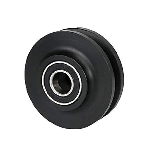Close-up of a Heavy Duty Smooth As Butter Sliding Door Roller Pair Featuring Double Bearing Track Wheels for easy installation.