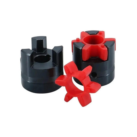 Kickass Star Elasticity Coupling With Plum Spider Flex Disc, black and red, for 15mm to 35mm shafts, high torque connector.