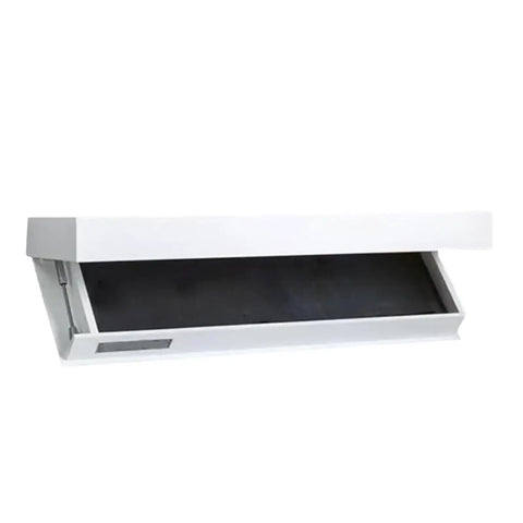 Hella Tidy White Floating Wall Shelf With Concealed Drop Down Drawer Pull Out Storage Rack, compact design, solid timber construction.
