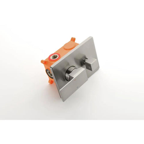 Super Sturdy 3-Way Shower Diverter Valve Plus Solid Brass Rough-In Mixer Valve Kit featuring pressure-balance cartridge, brushed nickel finish.