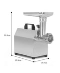 Electric Meat Grinder And Sausage Stuffer Mincer Built Tough Stainless Steel Kitchen Workhorse 110V 220V 240V dimensions shown